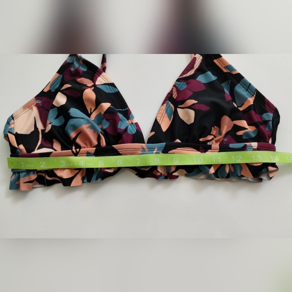 Kona Sol Bikini Top floral Flower with Ruffles swim wear bathing suit Size M - Picture 10 of 14